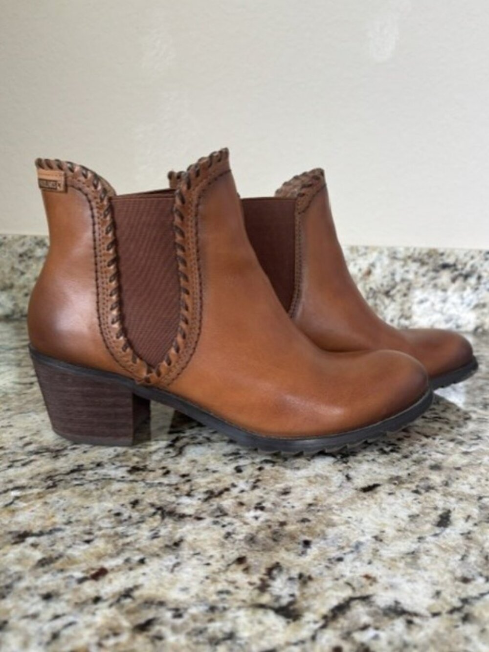 Pikolinos Brandy Brown Leather Andorra Ankle Boots Size 7.5